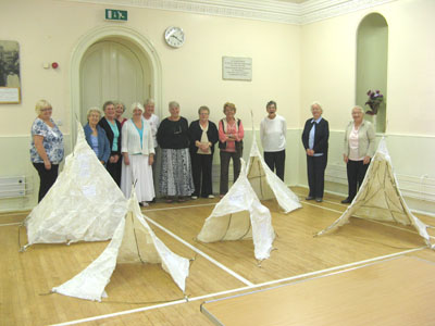 The Newbrough WI ladies and their finished artworks!